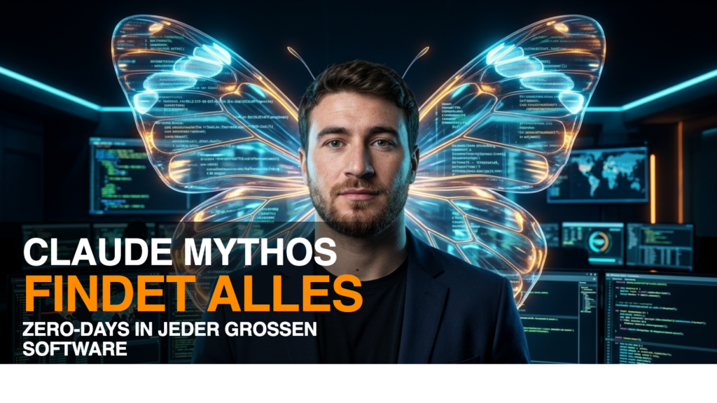 Artur Kokoev vor Glasswing-Schmetterling - Claude Mythos findet Zero-Days