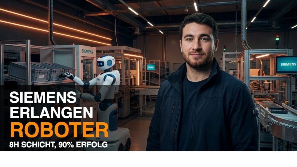 Humanoider Roboter in Siemens Fabrik Erlangen — 8h Schicht mit 90% Erfolgsrate